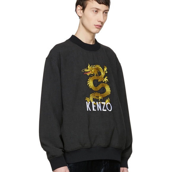 KENZO Grey Dragon Jersey Crewneck Sweatshirt XS - Picture 3 of 11
